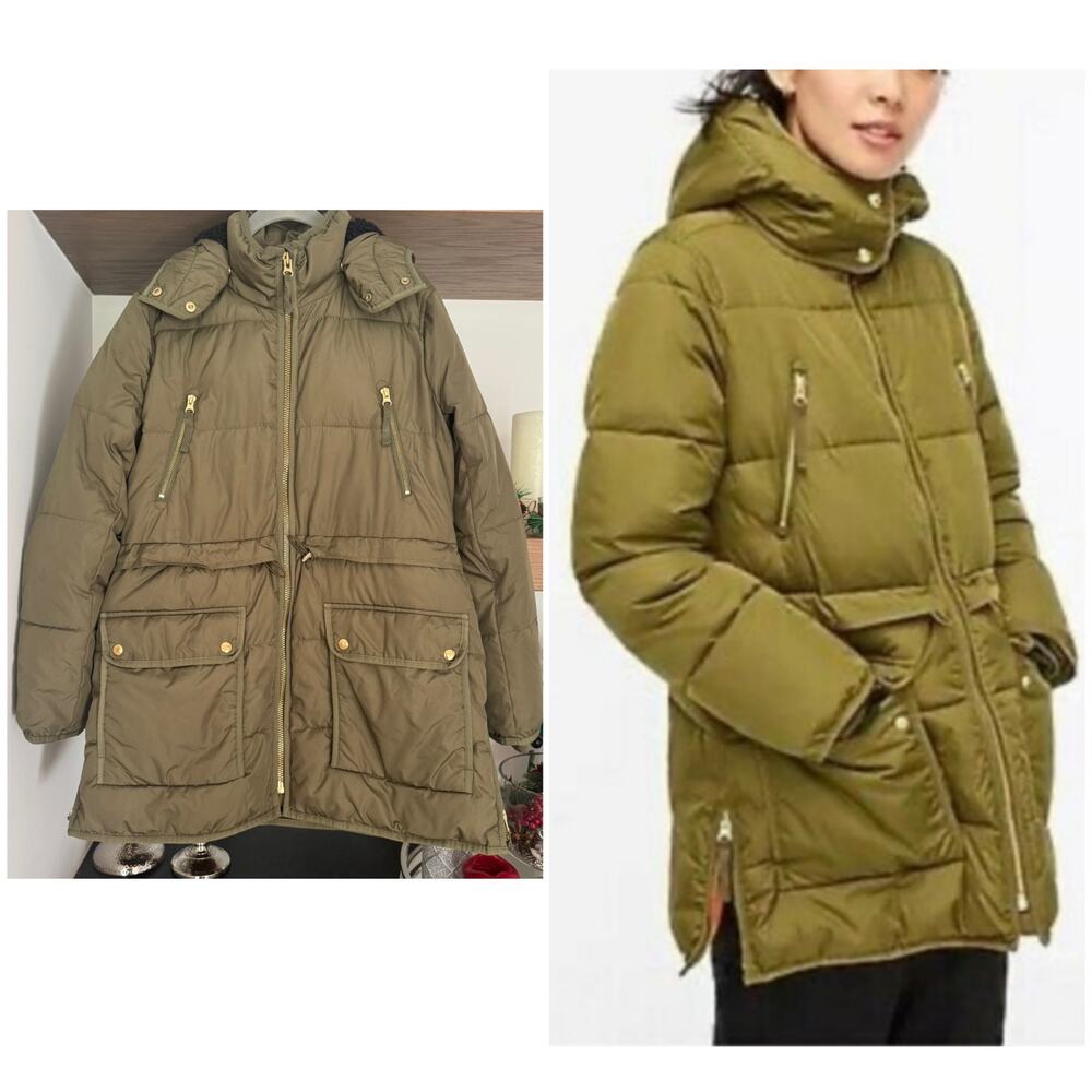 J.Crew (Black Label) Chateau Puffer Parka with Eco-Friendly Primaloft in Olive